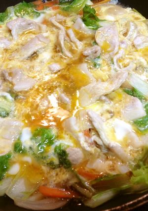 豚肉と山東菜の塩麹卵とじ-レシピのメイン写真