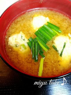 鶏つくねと椎茸の味噌汁♪-レシピのメイン写真