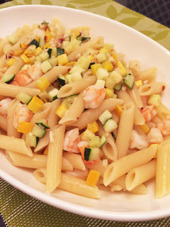 ペンネで海老とズッキーニのダイスパスタ-レシピのメイン写真