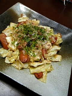 簡単!キャベツとウインナーのお好み焼き風-レシピのメイン写真