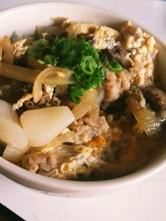 卵とじ牛丼!!らっきょうで朝ご飯にも-レシピのメイン写真