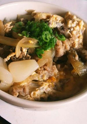 卵とじ牛丼!!らっきょうで朝ご飯にも-レシピのメイン写真