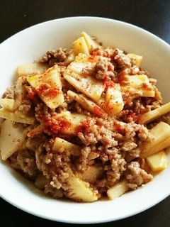 水煮タケノコと挽き肉の甘辛炒め-レシピのメイン写真