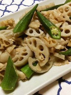 豚肉とオクラとレンコンの柚子胡椒炒め-レシピのメイン写真