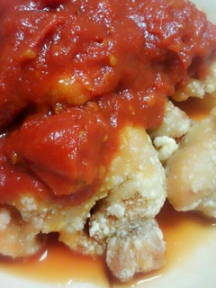 鶏の唐揚げ~トマトソース掛け-レシピのメイン写真