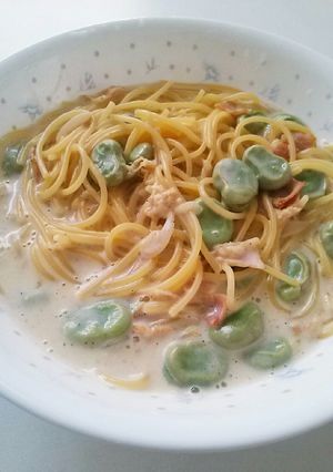空豆とベーコンのクリームパスタ-レシピのメイン写真