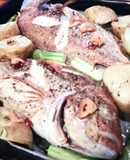 チダイのオーブン焼き　冷蔵庫にあるもので