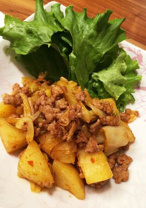 じゃがいもと豚ひき肉のキムチ炒め-レシピのメイン写真