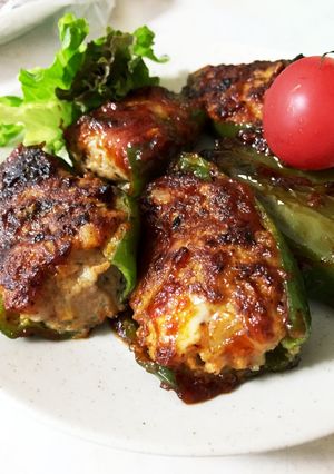 お弁当に!簡単チーズ入りピーマンの肉詰め-レシピのメイン写真