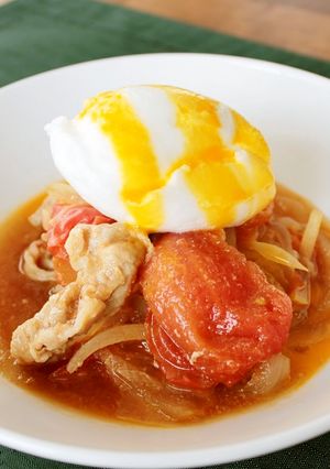 レンジで美味！トマトと新たまねぎのすき煮-レシピのメイン写真