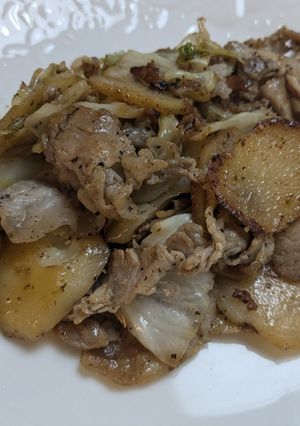豚肉とキャベツとじゃがいもの白だし炒め-レシピのメイン写真