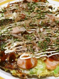 わが家の*お好み焼*カレー味&ウィンナー-レシピのメイン写真