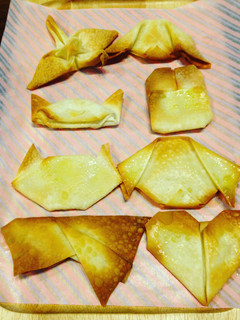 ぱりぱり折り紙!餃子の皮を使って食べよう-レシピのメイン写真