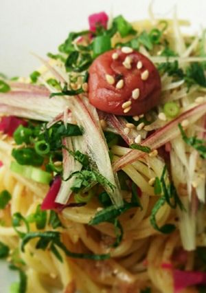 夏の冷製 梅と茗荷のパスタ-レシピのメイン写真