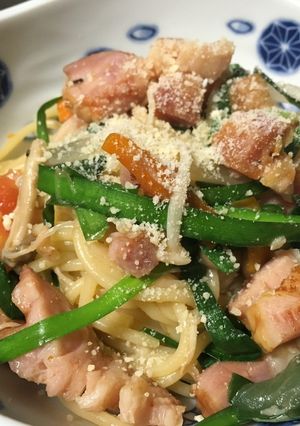 簡単！ブロックベーコンと残り野菜のパスタ-レシピのメイン写真