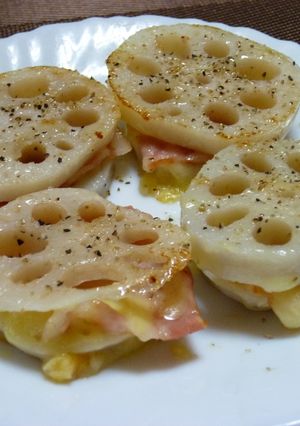レンコンのチーズ&ベーコン焼き-レシピのメイン写真