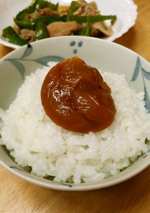 南高梅と白い炊き立てご飯のご馳走-レシピのメイン写真