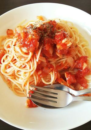 トマト缶でしっかり味の冷製トマトパスタ-レシピのメイン写真