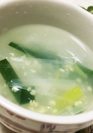 ニラ、長ネギ と もちきびの雑穀スープ-レシピのメイン写真