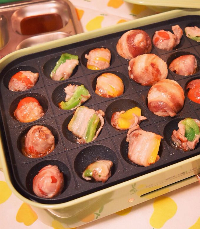 たこ焼き器で焼く豚肉の野菜巻きパーティ-レシピのメイン写真