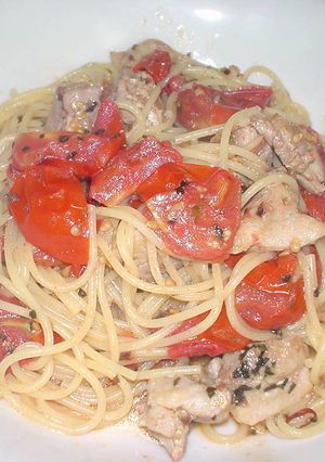 完熟トマトと鶏肉のイタリアンパスタ-レシピのメイン写真