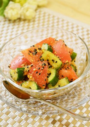 冷たい♡きゅうりとトマトのⓌ胡麻和え♪-レシピのメイン写真