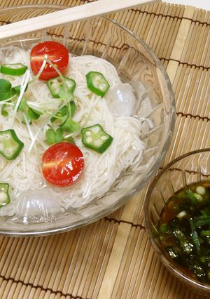 素麺に涼しげなトッピン具-レシピのメイン写真
