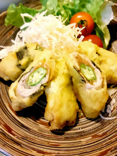 種なし梅とオクラ豚巻き天-レシピのメイン写真