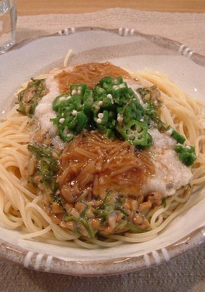 めかぶ納豆のとろとろ冷製パスタ-レシピのメイン写真