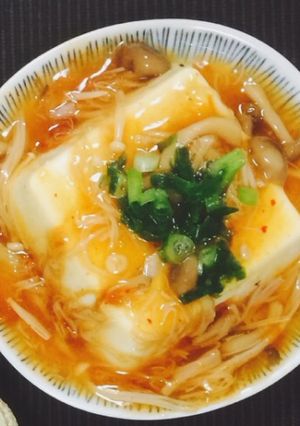 簡単ヘルシー！豆腐のきのこチゲあんかけ-レシピのメイン写真