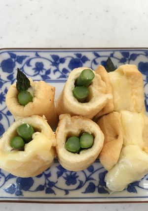 とろ〜りチーズの油揚げのアスパラ巻き♡-レシピのメイン写真