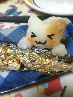 大根おろしアート☆秋刀魚ねらうにゃんこ-レシピのメイン写真