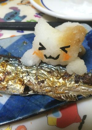 大根おろしアート☆秋刀魚ねらうにゃんこ-レシピのメイン写真