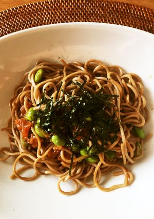 南高梅干しと枝豆の和そば炒め-レシピのメイン写真