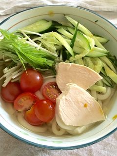 塩レモンで鶏肉の冷やしぶっかけうどん-レシピのメイン写真