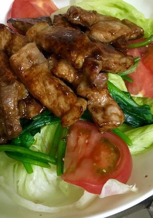 豚ロースの中華風♡緑の野菜と一緒に-レシピのメイン写真