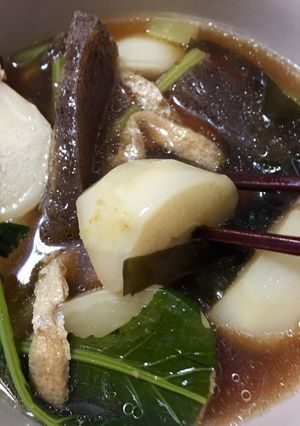 蕪と鶏肉、シミコンニャク、油揚げの醤油煮-レシピのメイン写真