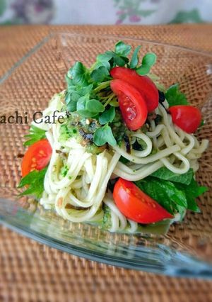たたき梅とおろし胡瓜の爽やか汁なしうどん-レシピのメイン写真