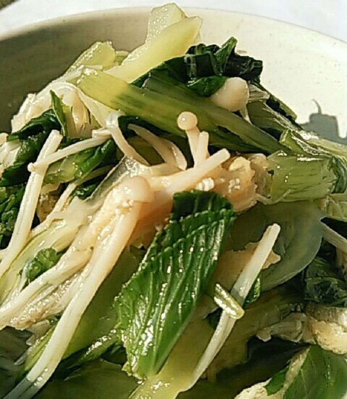 汁まで楽しむ！青梗菜とえのきの塩味お浸し-レシピのメイン写真