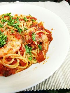 超簡単☆エビとトマトのスパゲッティ-レシピのメイン写真