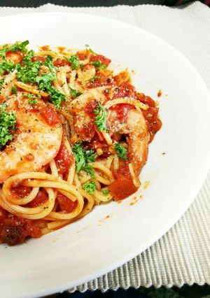 超簡単☆エビとトマトのスパゲッティ-レシピのメイン写真