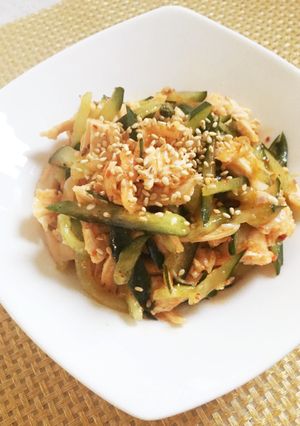 5分でおつまみ！サラダチキンのキムチ和え-レシピのメイン写真