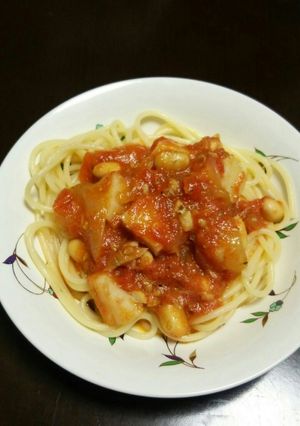 ホタテと大豆の完熟トマトソースパスタ-レシピのメイン写真