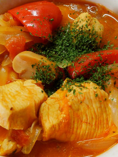 鶏むね肉のヨーグルト漬け!トマト煮込み♪-レシピのメイン写真