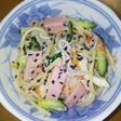 ハムとキュウリとパスタの中華和え