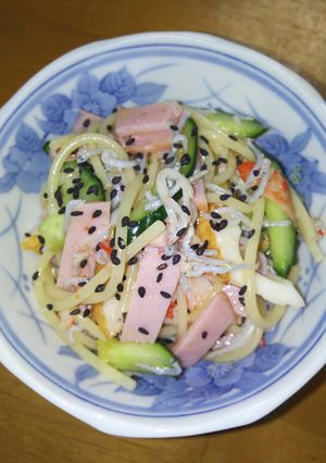 ﾊﾑとｷｭｳﾘとﾊﾟｽﾀの中華和え-レシピのメイン写真