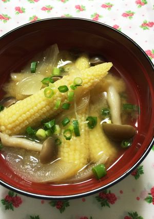 ♡ヤングコーンと新たまねぎのお味噌汁♡-レシピのメイン写真