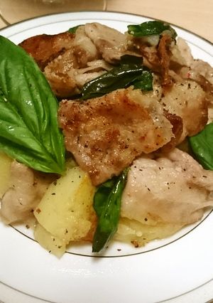 ワインに合う♪豚肉とじゃがいもバジル炒め-レシピのメイン写真