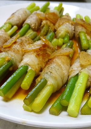 レモン醤油バターで☆にんにくの芽の肉巻き-レシピのメイン写真