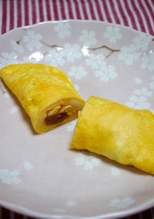 レンジで簡単！ヘルシー梅の卵ロール-レシピのメイン写真
